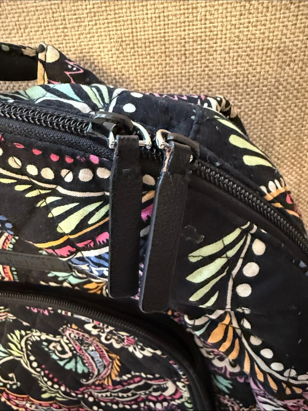 Vera Bradley Black Floral Paisley Backpack